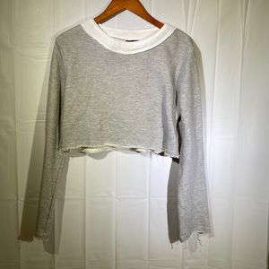 Raw Edge Crop Top Sweatshirt